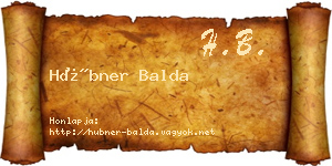 Hübner Balda névjegykártya